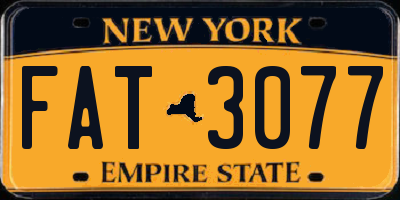 NY license plate FAT3077