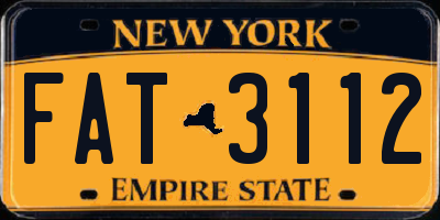 NY license plate FAT3112