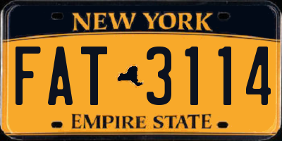 NY license plate FAT3114