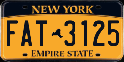 NY license plate FAT3125