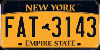 NY license plate FAT3143