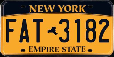 NY license plate FAT3182