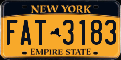 NY license plate FAT3183