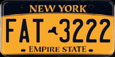 NY license plate FAT3222
