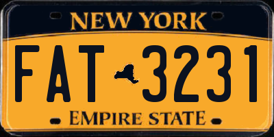 NY license plate FAT3231