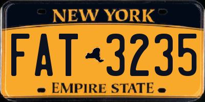 NY license plate FAT3235