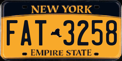 NY license plate FAT3258