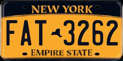 NY license plate FAT3262