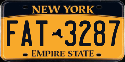 NY license plate FAT3287