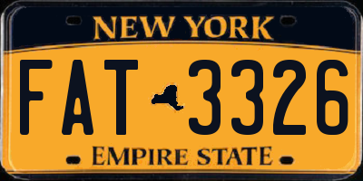 NY license plate FAT3326