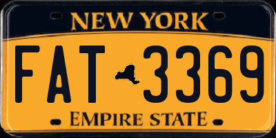 NY license plate FAT3369