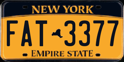 NY license plate FAT3377