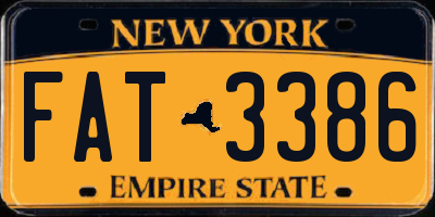 NY license plate FAT3386