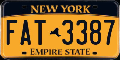 NY license plate FAT3387