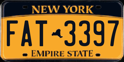 NY license plate FAT3397