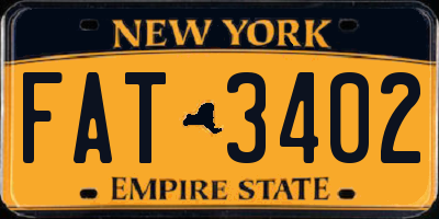 NY license plate FAT3402