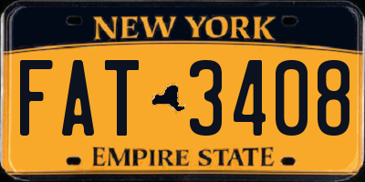 NY license plate FAT3408