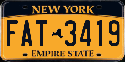 NY license plate FAT3419