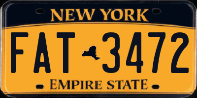 NY license plate FAT3472