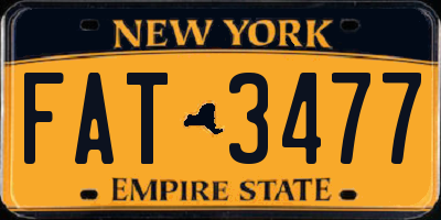 NY license plate FAT3477