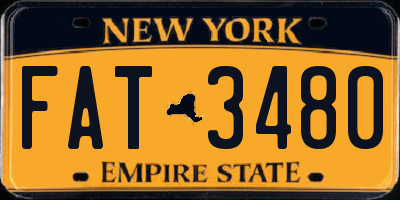 NY license plate FAT3480