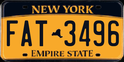 NY license plate FAT3496