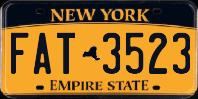 NY license plate FAT3523