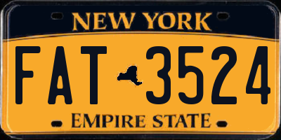 NY license plate FAT3524