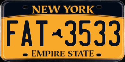 NY license plate FAT3533