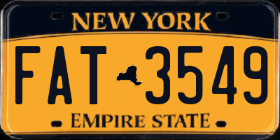 NY license plate FAT3549