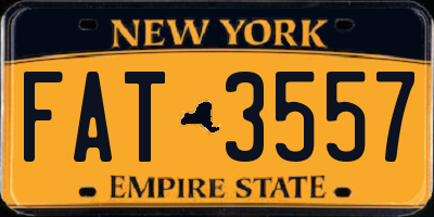 NY license plate FAT3557