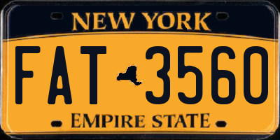 NY license plate FAT3560