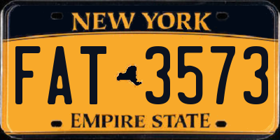NY license plate FAT3573