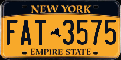 NY license plate FAT3575
