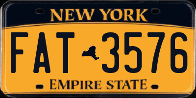 NY license plate FAT3576