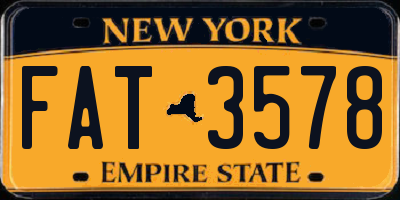 NY license plate FAT3578