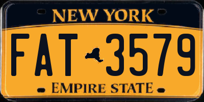 NY license plate FAT3579