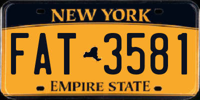 NY license plate FAT3581