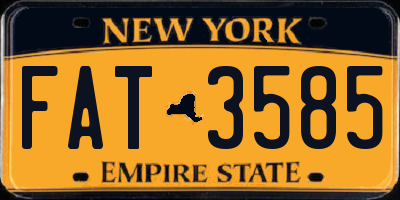 NY license plate FAT3585