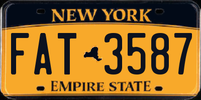 NY license plate FAT3587