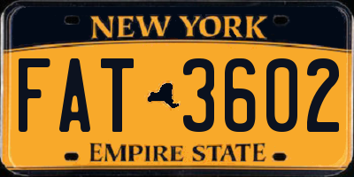 NY license plate FAT3602