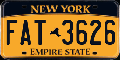 NY license plate FAT3626
