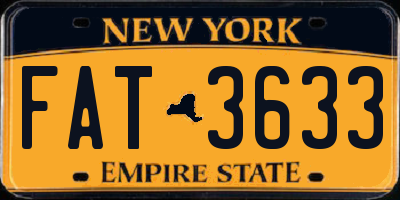 NY license plate FAT3633