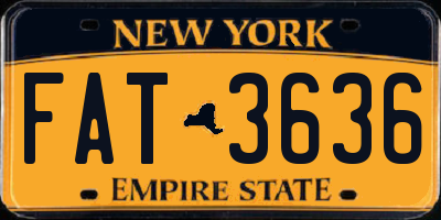 NY license plate FAT3636