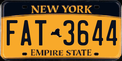 NY license plate FAT3644