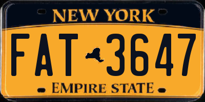 NY license plate FAT3647