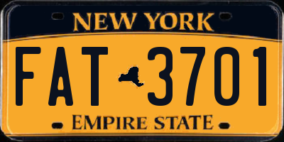 NY license plate FAT3701