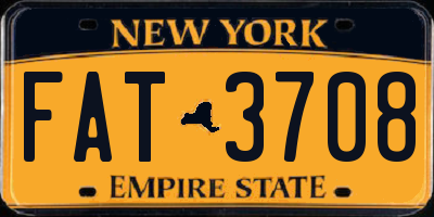 NY license plate FAT3708