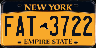 NY license plate FAT3722