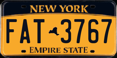 NY license plate FAT3767